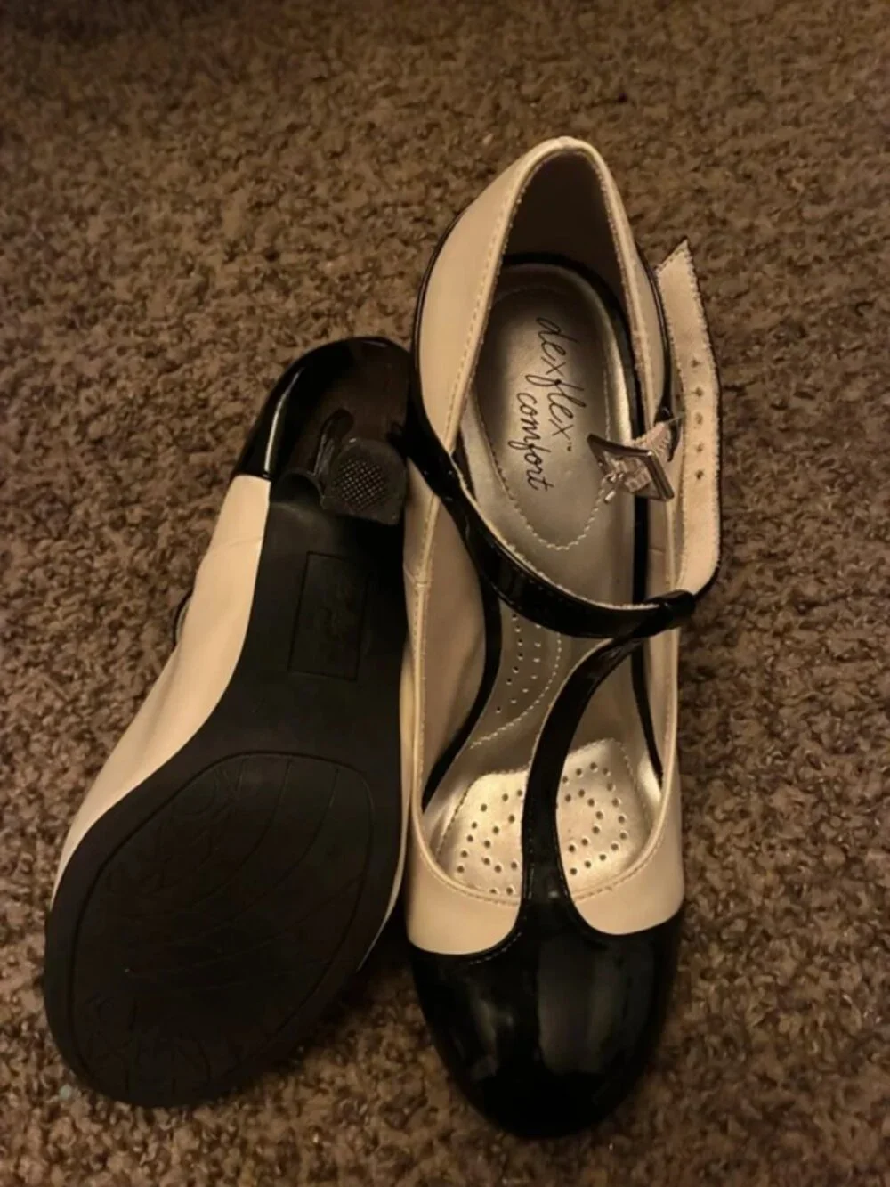 White and black heels